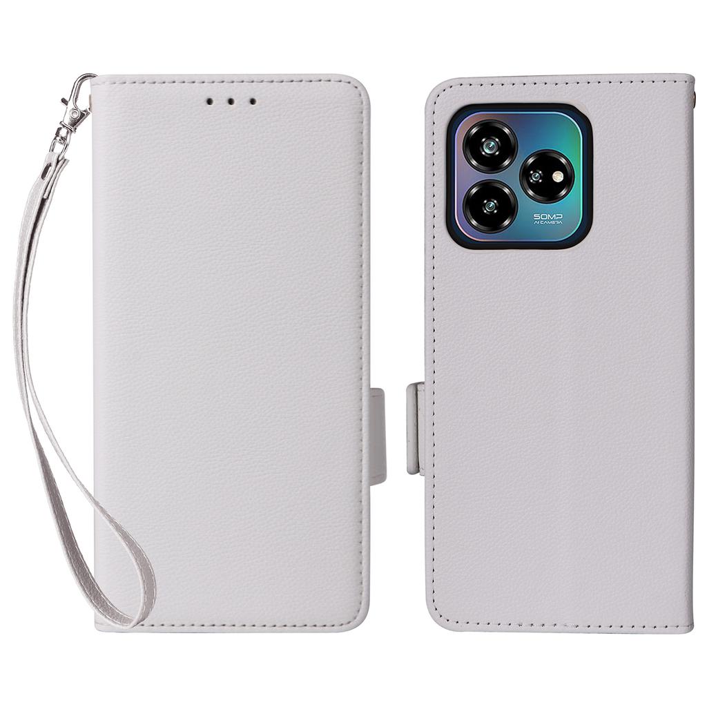 For ZTE Axon 60 Lite/Blade V60 Vita Case with Wrist Strap Litchi Texture PU Leather Wallet Phone Cover