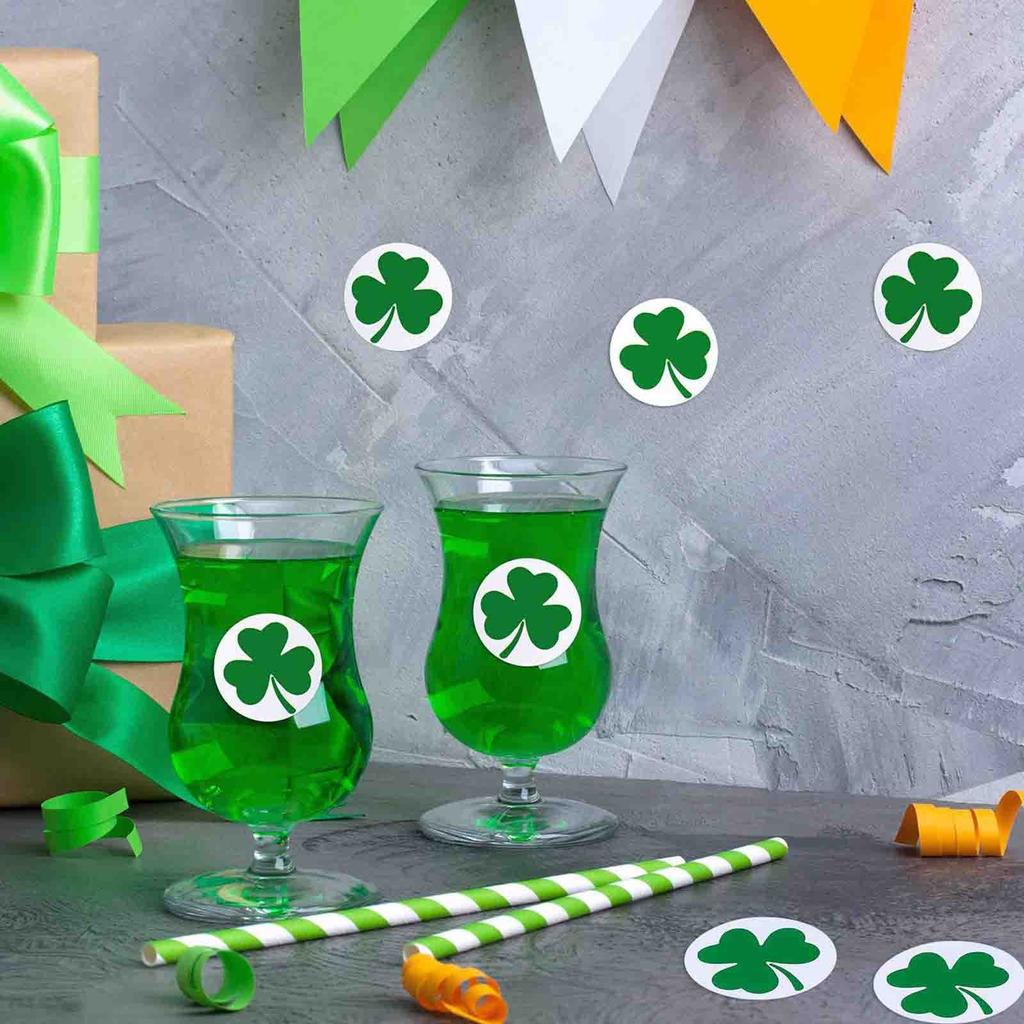 St. Patrick'S Day Sticker Roll Irish Clovers Sticker Roll 3 Leaf Clovers Sticker For Bag Box 500pc Day Stickers