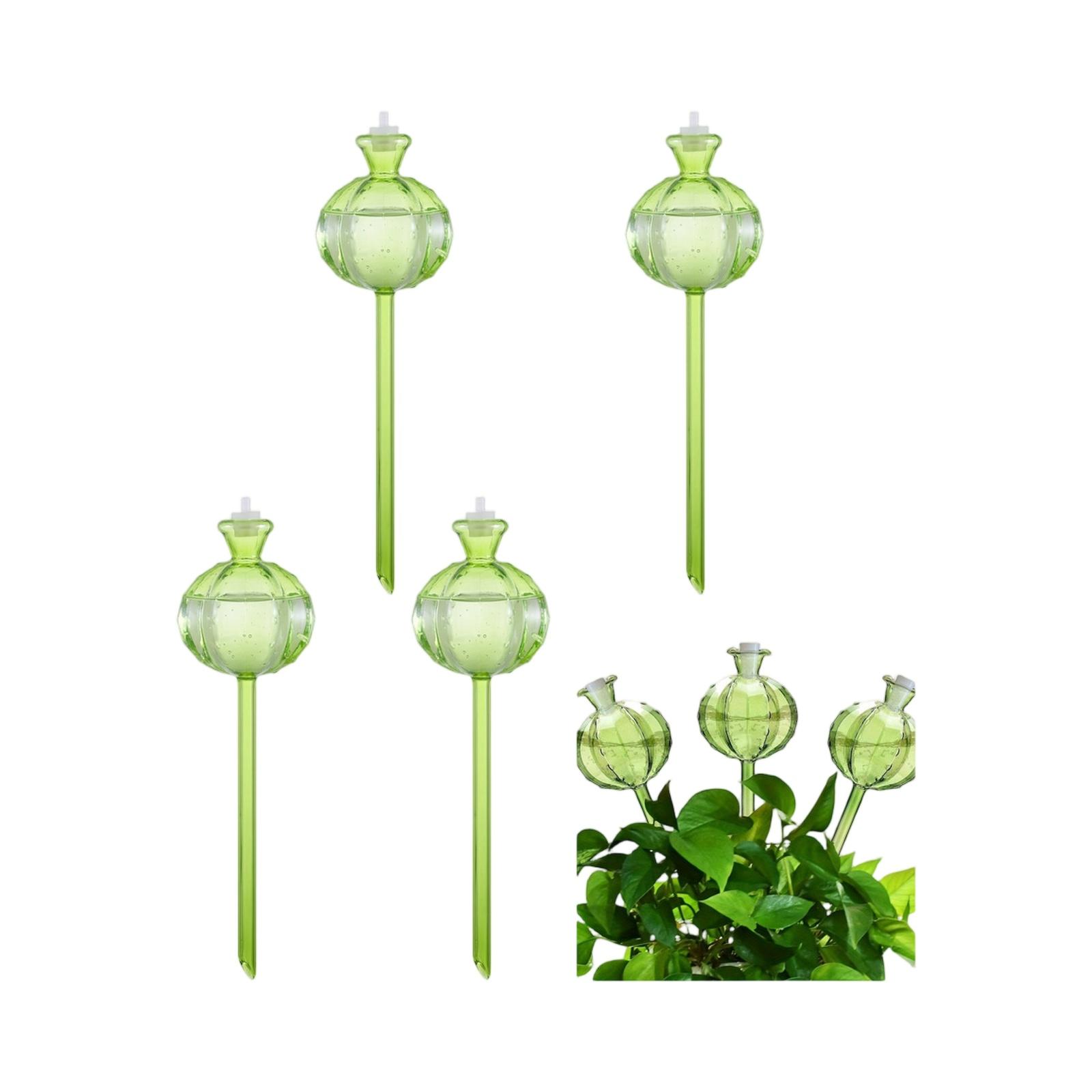 

4 Cactus Shaped Automatic Watering Devices With Plastic Watering Balls One Size зелений
