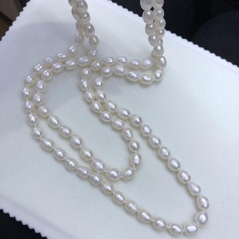 Collar Largo de Perlas de Agua Dulce Genuinas con Cuentas - Joyería Versátil para Apilar Regalo para Amigos y Familiares