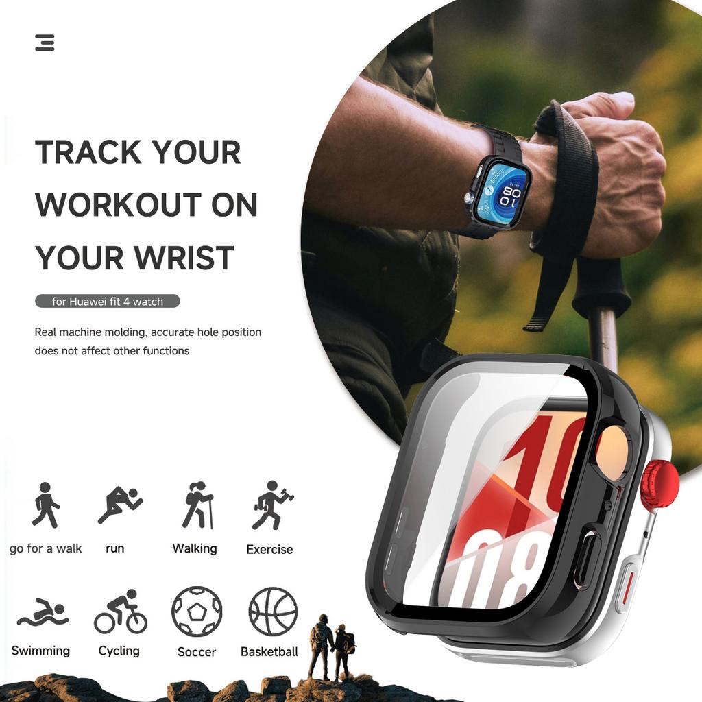 NEW Tempered Glass+PC Case For Huawei Watch Fit 4/4 Pro Cover All-Around Screen Protector Watch Cases For Huawei Fit 4 Accessory