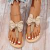 Summer Shoes Woman Travel Beach Sandals Sweet Bow Decoration Designer Shoes Outdoor Leisure Flip Flops Retro Linen Sandalias