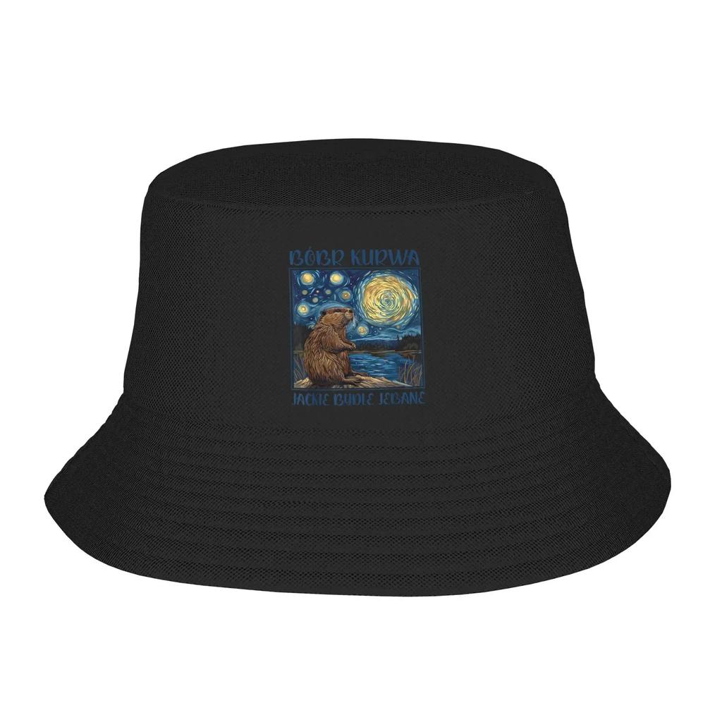 Retro DesignBobr Kurwa Bober Beaver Bobr Bucket Hat For Unisex FisherUnisex Hats Korean Vacation Caps Portable Hawaii Pattern