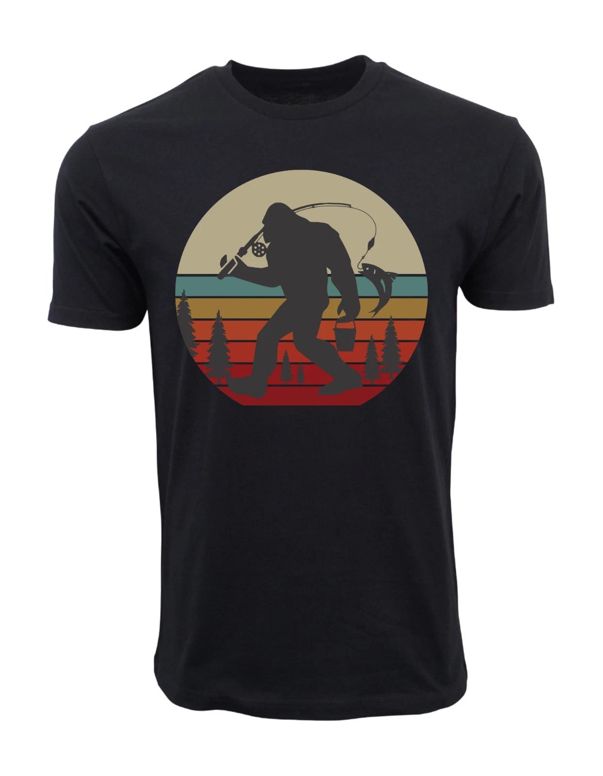 Unisex Adult Casual Graphic BIG FOOT FISHING T SHIRT GRAPHIC TEE T-... S