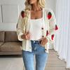 Spring And Autumn Strawberry Jacquard V-Neck Sweater Jacket Women'S Cardigan S-L