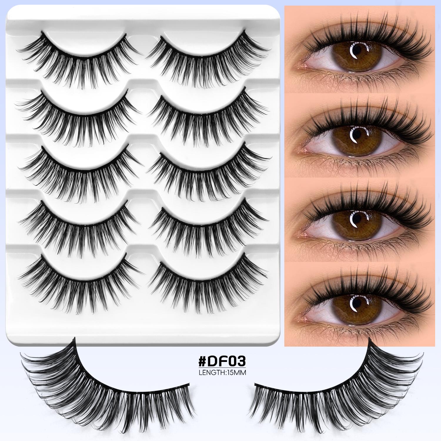 

GROINNEYA Cat Eye Lashes Half Lashes Soft Natural Faux Mink Eyelashes Fake Lashes Natural Look Wispy Winged End Eye Elongated