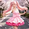Mimozemská scéna Zombie scéna Mizi Cosplay kostým Paruka Růžové minišaty Velká mašle Lolita šaty Volánková sukně Idol scéna Kostým Sada