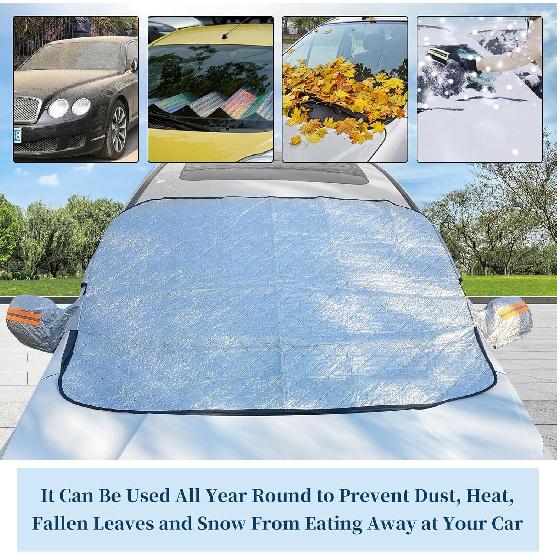 Car Windshield Snow Cover, Magnetic Windshield Snow Cover 4-Layer Protection For Snow, Ice, Frost, Sunlight, Car Windshield Cover With Side Mirror