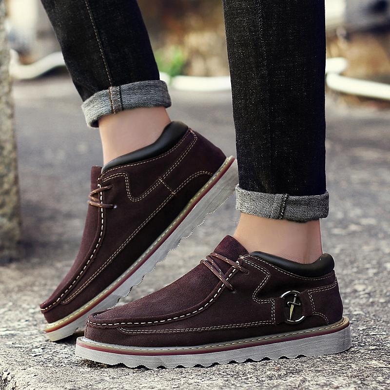 Scarpe da uomo nuove, in pelle scamosciata, casual, con lacci, antiscivolo, da guida, vintage, con punta tonda, autunno inverno, calde, Oxfords