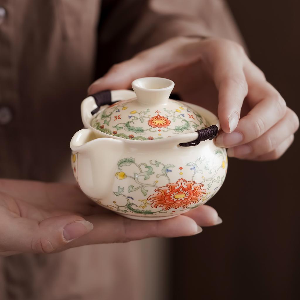 Penguin Pot Travel Tea Set One Pot Three Cups Outdoor Portable Express Cup Ceramic Hand Grab Pot Teacup Gift