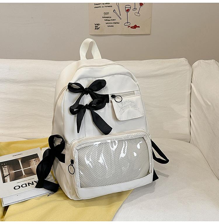 

Рюкзак-бант женский вельветовый для учеников средней школы, учеников начальной школы, рюкзак интернет-знаменитости, большая вместимость, нишевый рюкзак белый