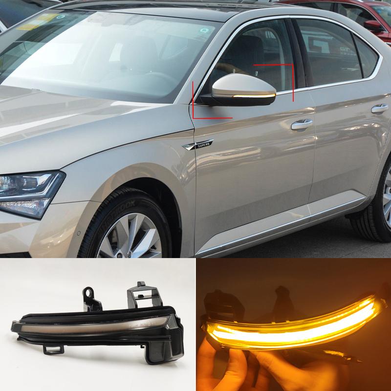 2PCS Dynamic Side Wing LED Turn Signal Blinker For Skoda Superb B8 MK3 III 3V A7 2016 2017 2018 Mirror Light