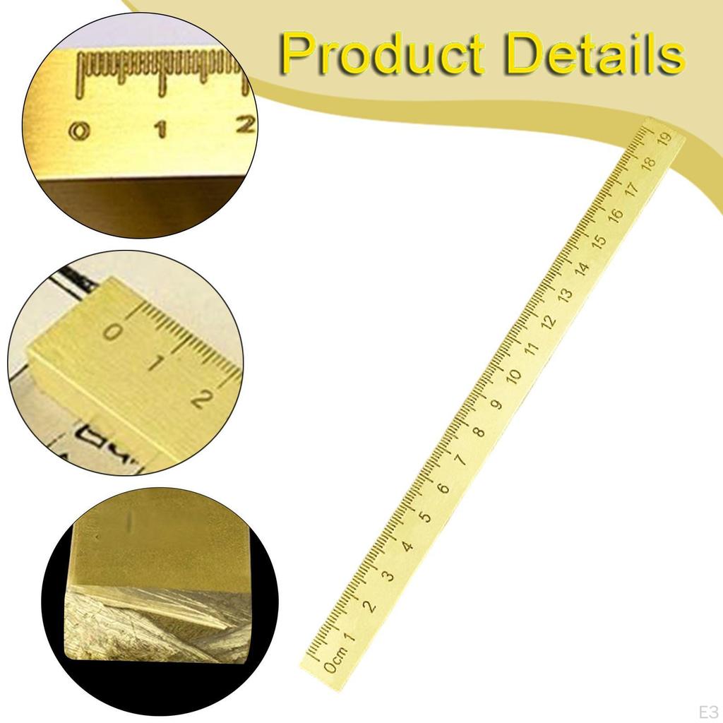 Brass Ruler Paperweight Bookmark Compact Calligraphy Practice Supplies Measuring for Drawing