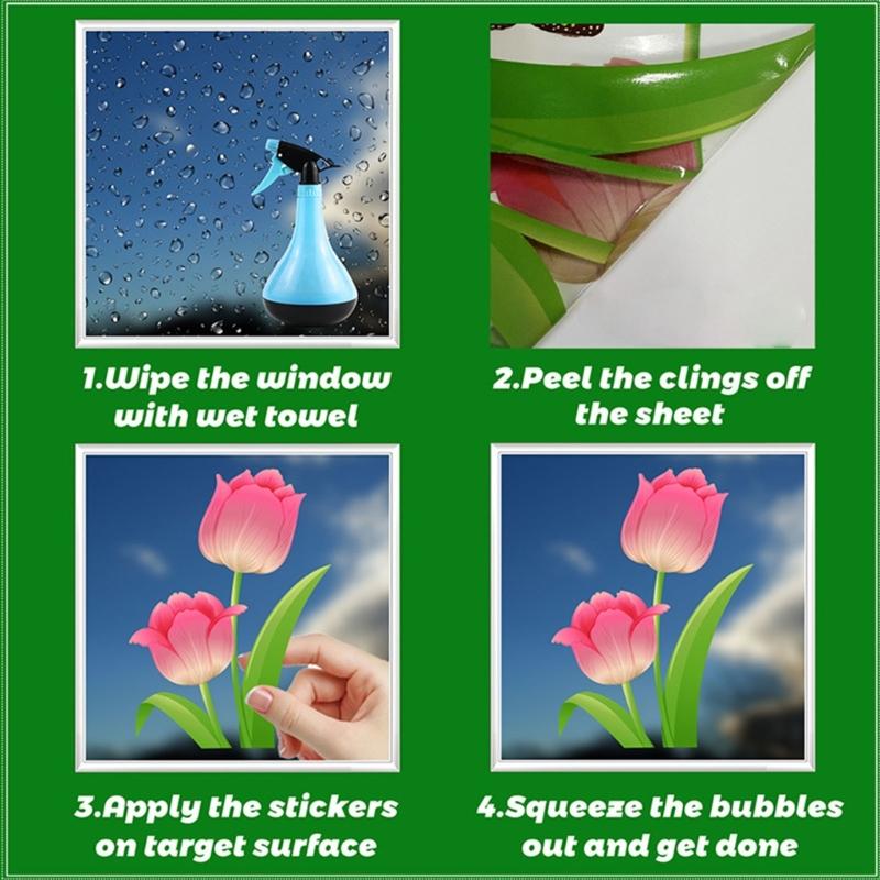 Window Cling Decal Butterfly Flower Pattern Friendly PVC No Residues Easy Application