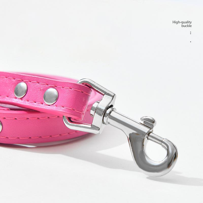 Colorful Soft Leather Pet Leashes with Alloy Buckle Fashional Skin-friendly Durable No-tangle Leash for Dogs Pets Accessories