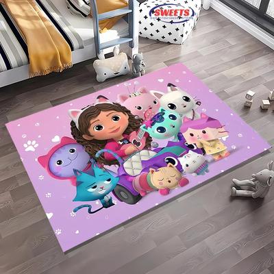 Disney Gabbys Dollhouse Koberec, Kobereček do Obývacího Pokoje Ložnice, Pohovka Kuchyně Rohožka Dekorativní Podložka, Dětská Protiskluzová Podlahová Odolná Podložka, Dárek