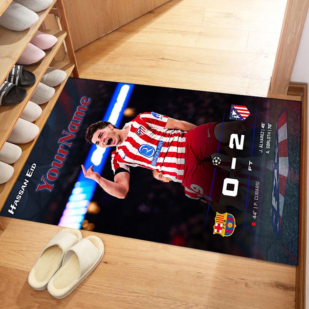 Atletico Madrid Personalized Name Carpet Perfect for Bedrooms Foyer Hallway Entryway Anti-slip Rug Decorate Offices Gift for Festivals
