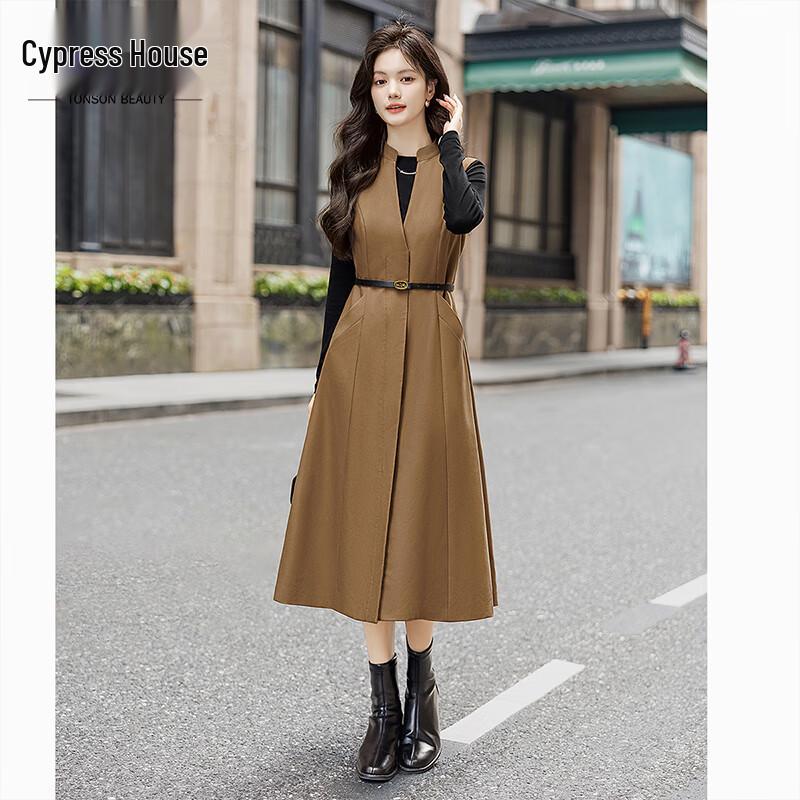 

Silbish Women s 2025 Autumn V-Neck A-Line Midi Dress M