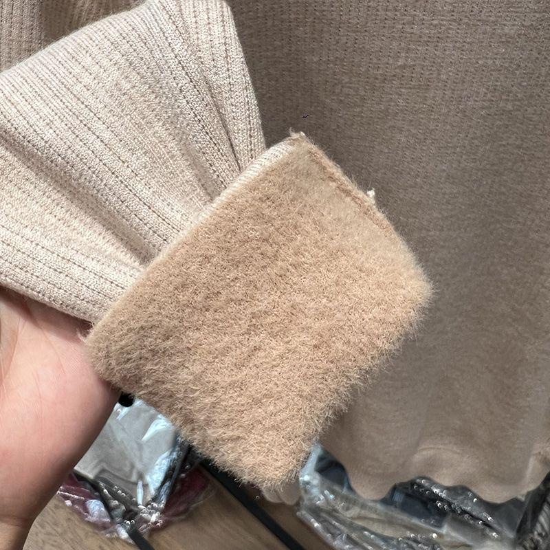 2024 Women's High-Quality Velvet Fleece High-Neck Slim-Fit Base Layer Sweater for Autumn/Winter