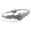 Gothic Punk Sliver Color Vampire Bat Spread Wings Opening Bangles for Women Men Hallowmas Party Fashion Jewelry Accessory Gift