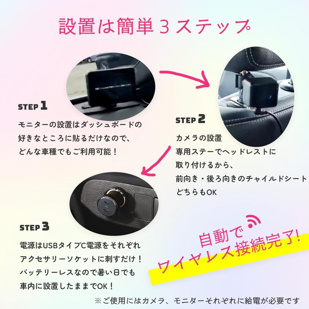 KEIYO Car Baby Monitor Mimamo 2 with Window Danger Alert Easy Child Seat Safe for Babies While Driving Function, Installation, Compatible, (AN-M023)