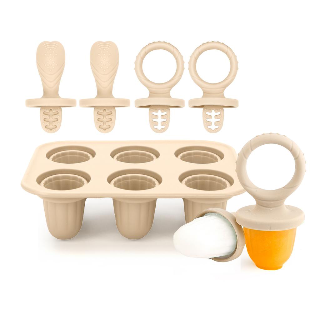 Nuovi Stampi Ghiaccioli per Dentizione Bambino - 6 Cavità Silicone Alimentare, Ideali per Ghiaccioli Fatti in Casa e Dolcetti Ghiacciati