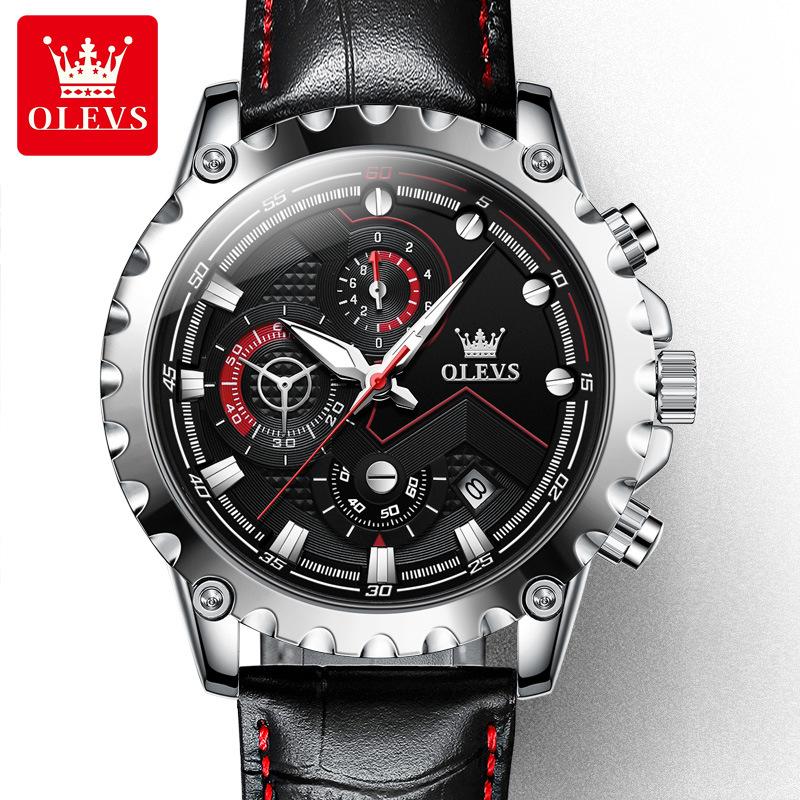 OLEVS Merkeklokke lysende stor urskive multifunksjons herreklokke herreklokke