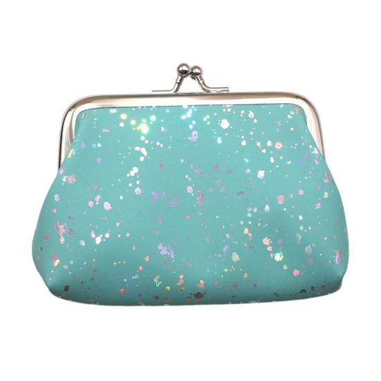 Women's Small Coin Purse, Vintage Kiss Lock Faux Leather Change Purse, Cute Lipstick Jewelry Storage Case, Sparkling Sequins Mini Shiny Wallet