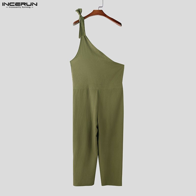 INCERUN Men One Suspender Jumpsuits Long Cargo Overalls Dungarees