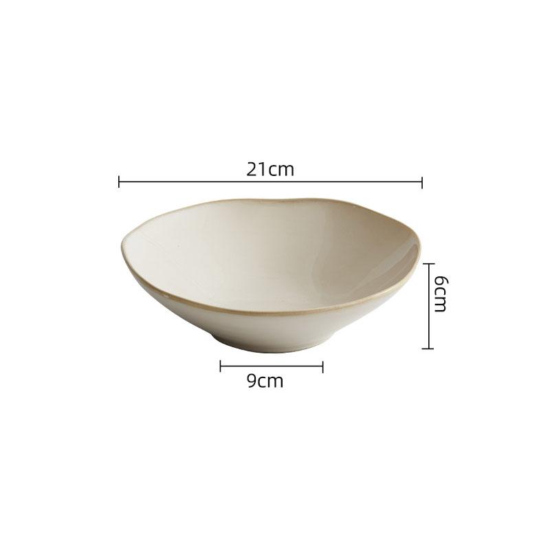 Beige Color Ceramic Bowl Irregular Dessert Bowl Soup Bowl Spaghetti Bowls Salad Bowls Deep Bowls Molecular Cooking Tableware