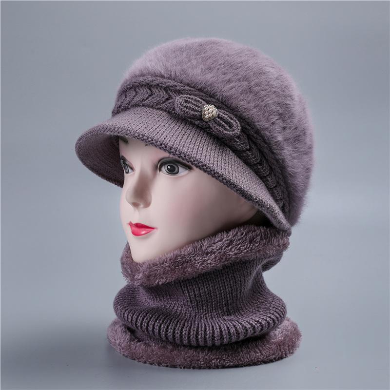 Autumn and winter female rabbit fur wool hat winter velvet warm hat