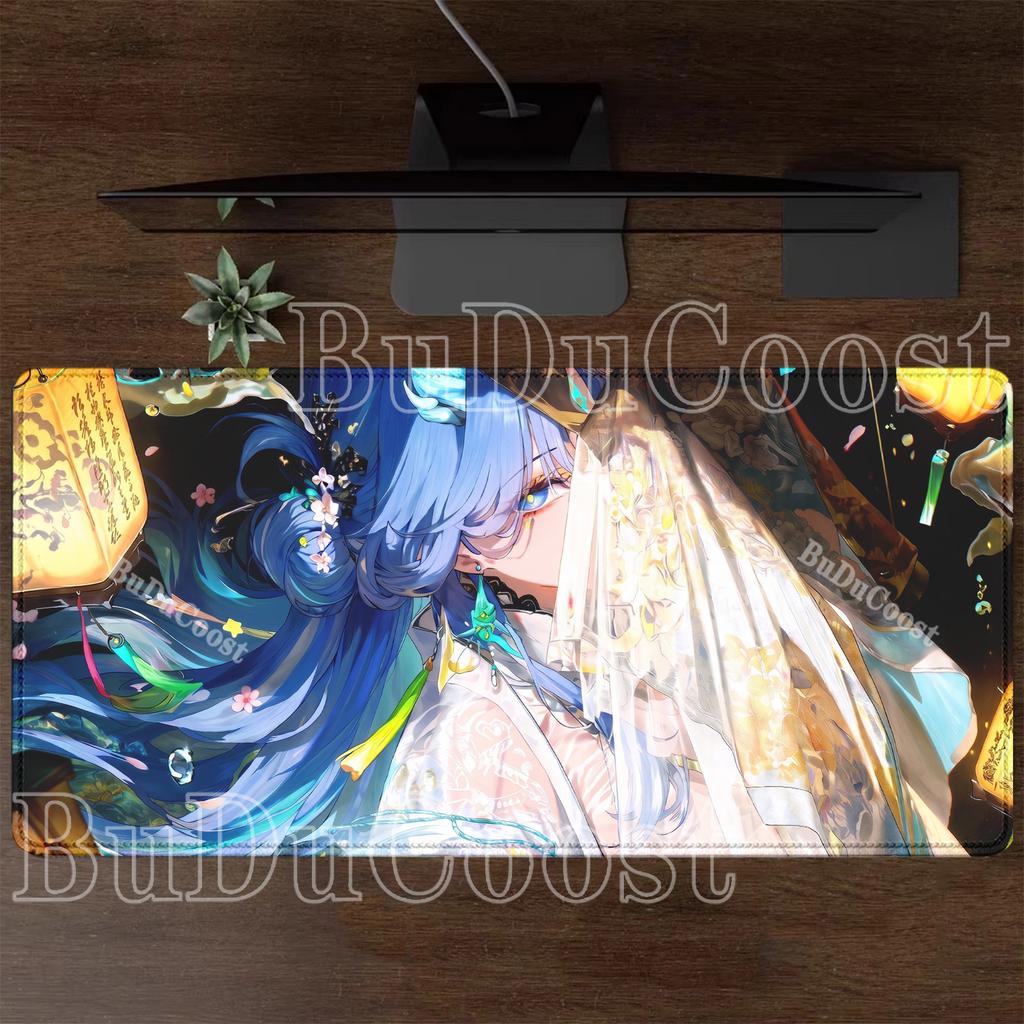 HD Printing Qingxiao Wuthering Waves WuWa Mousepad PC Gaming Keyboard Large Non-slip Base Rubber Desk Mat Anime Sexy Girl Carpet