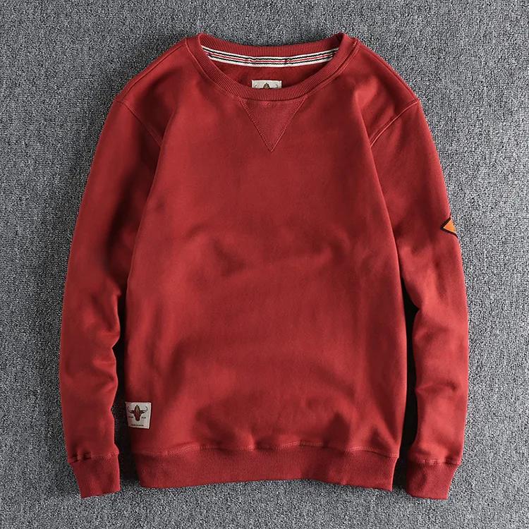 Men's Spring and Autumn Retro Sleeve Sweatshirts Solid Casual Washed Hoodies