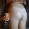 Blumen-Spitzen Schrittlose Sissy Dessous Höschen Schwule Männer Vorne Offen Penislöcher G-String Niedrige Taille T-Rücken String Durchsichtige Unterwäsche