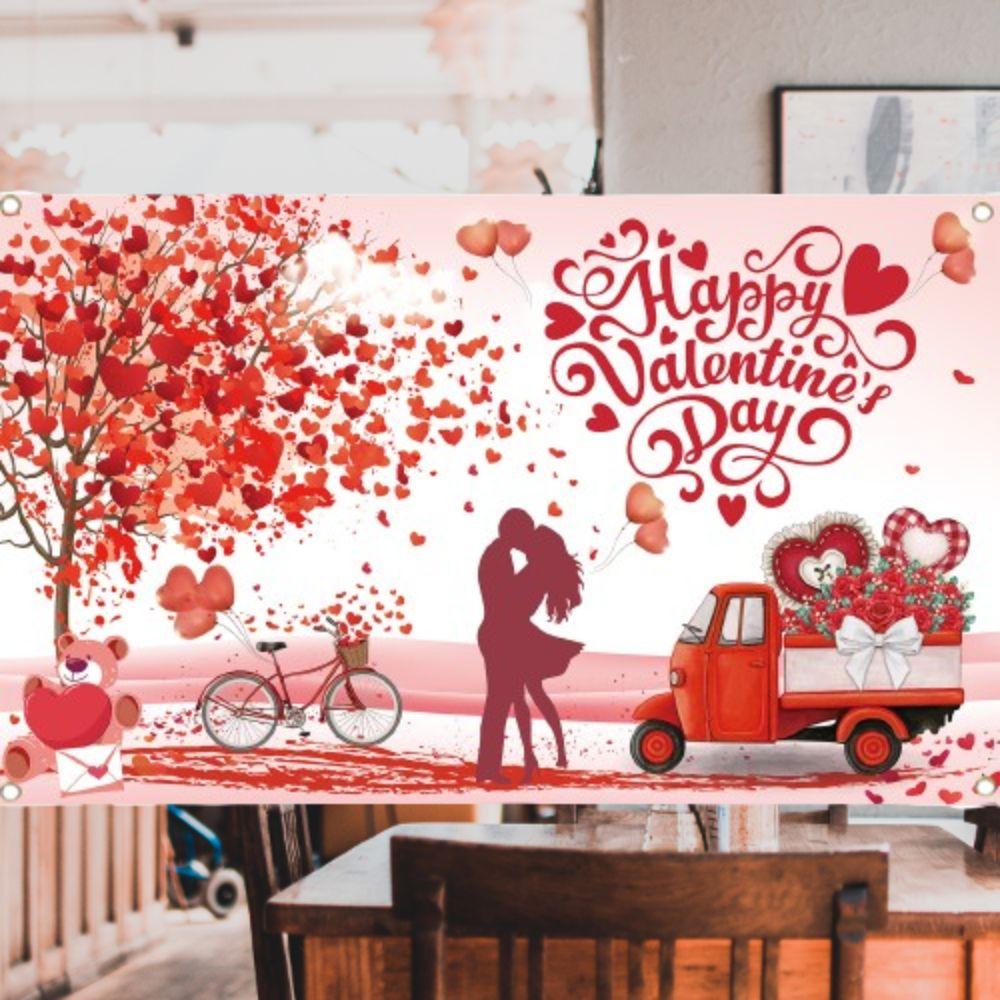 110cmx180cm Red Love Heart Dating Background Happy Valentine's Day Banner  Home Party Decor