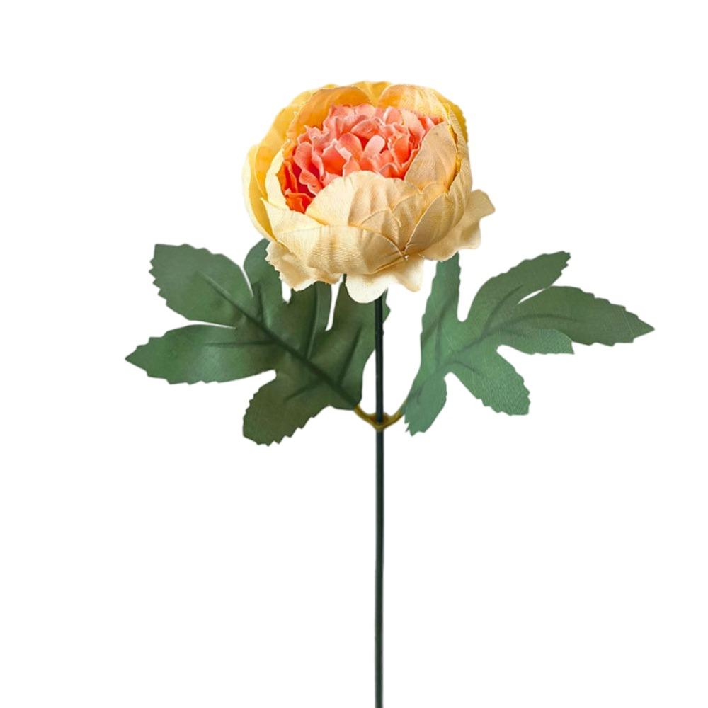 Peony Artifiical Flower Branch Flexible Stems 29cm Height Camellia Fake Flower with Green Leaves Simulation Flower