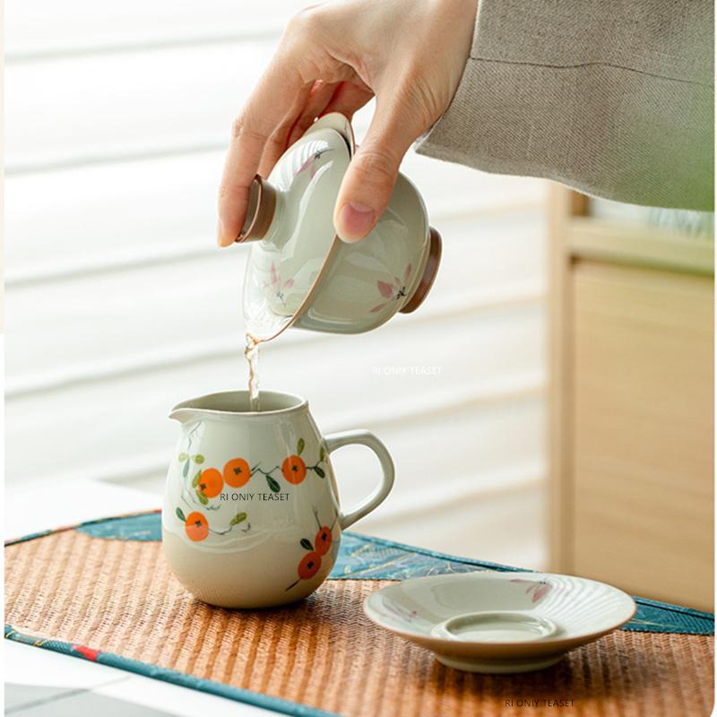 Chinese Ceramic Gaiwan Hand-painted Orchid Pattern Tea Tureen Handmade Porcelain Teacup Household Tea Bowl Travel Teaware 150ml