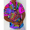 Chemise à manches courtes pour homme, style vintage, impression numérique 3D abstraite, avec poche boutonnée