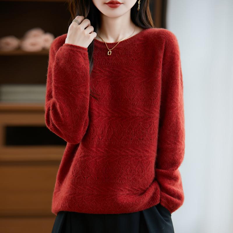 Women's cashmere sweater Qinghe cashmere 30% cashmere 70% wool autumn and winter pullover warm and fashionable