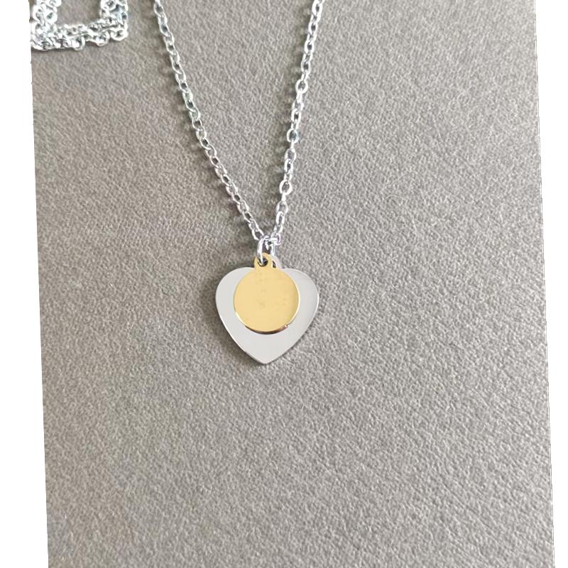 10pcs Stainless Steel New Couple Cavicle Chain Heart-shaped Light Luxury Temperament Simple Sweet Love Pendant Necklace Zircon 45cm