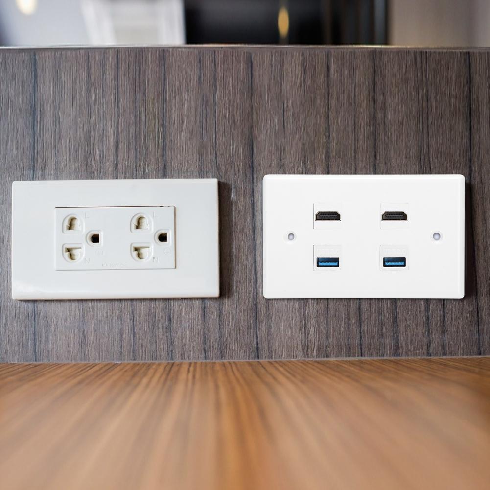 2 HDMI Female To Female Buckle 2USB Buckle Wall Plate Panel for Home Hotel