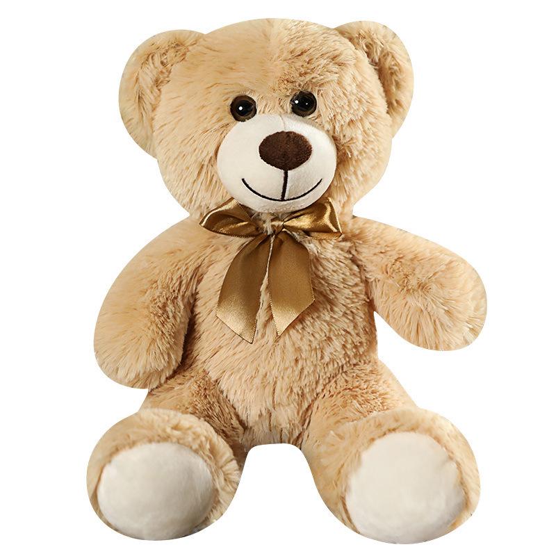 Adorable Seven-Color Teddy Bear Plush with Ribbon - Perfect Claw Machine Prize or Small Gift