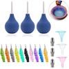 Pottery Precision Applicator Set with Plastic Steel Needle Funnel Ceramic Precision Tip Applicator Glaze Silicone Squeeze Bottle