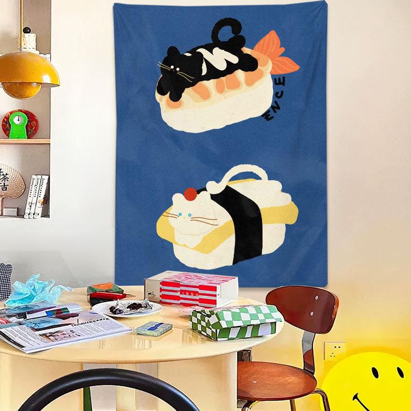 Cute Pet Tapestry Minimalist Aesthetic Wall Hanging for Bedroom Living Room Kitchen Home Furnishing Decor 100X70CM