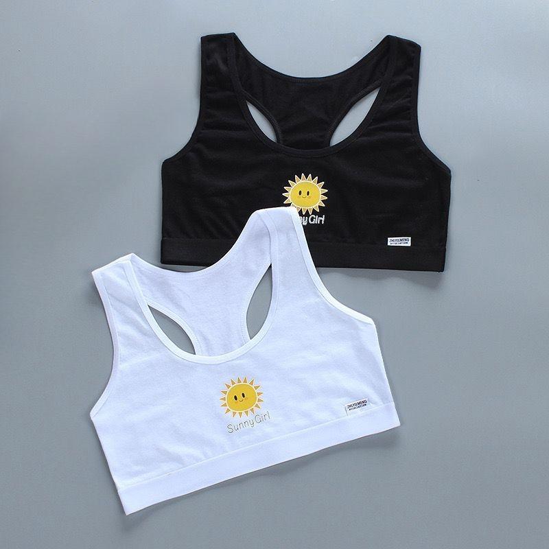 

2 шт. Детские хлопковые бюстгальтеры для девочек-подростков, нижнее белье для девочек, милые детские укороченные топы, подростковая спортивная одежда, тренировочный бюстгальтер, жилет, одежда 8-16 лет One Size