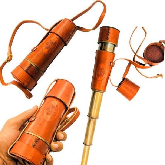 

Латунный Морской Морской Телескоп Подзорная труба с Кожаным Чехлом для Переноски Подарок на День Рождения, Подарок на Юбилей, Рождественский Подарок,