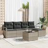 vidaXL 6-piece Garden Sofa Set with Grey Poly Rattan Cushions, vidaXL 2-seater Garden Sofa with Storage 3355021