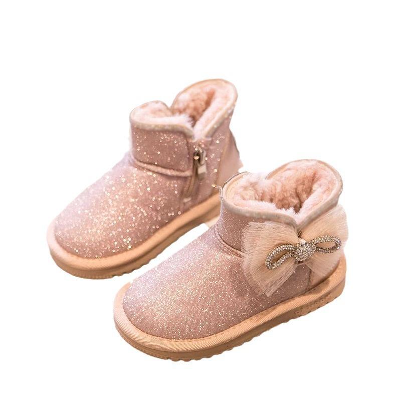 Girls Shoes Snow Boots 2025 Winter New Warm Piled Thickened Children's Large Cotton Shoes Baby Boots Winter Waterproof