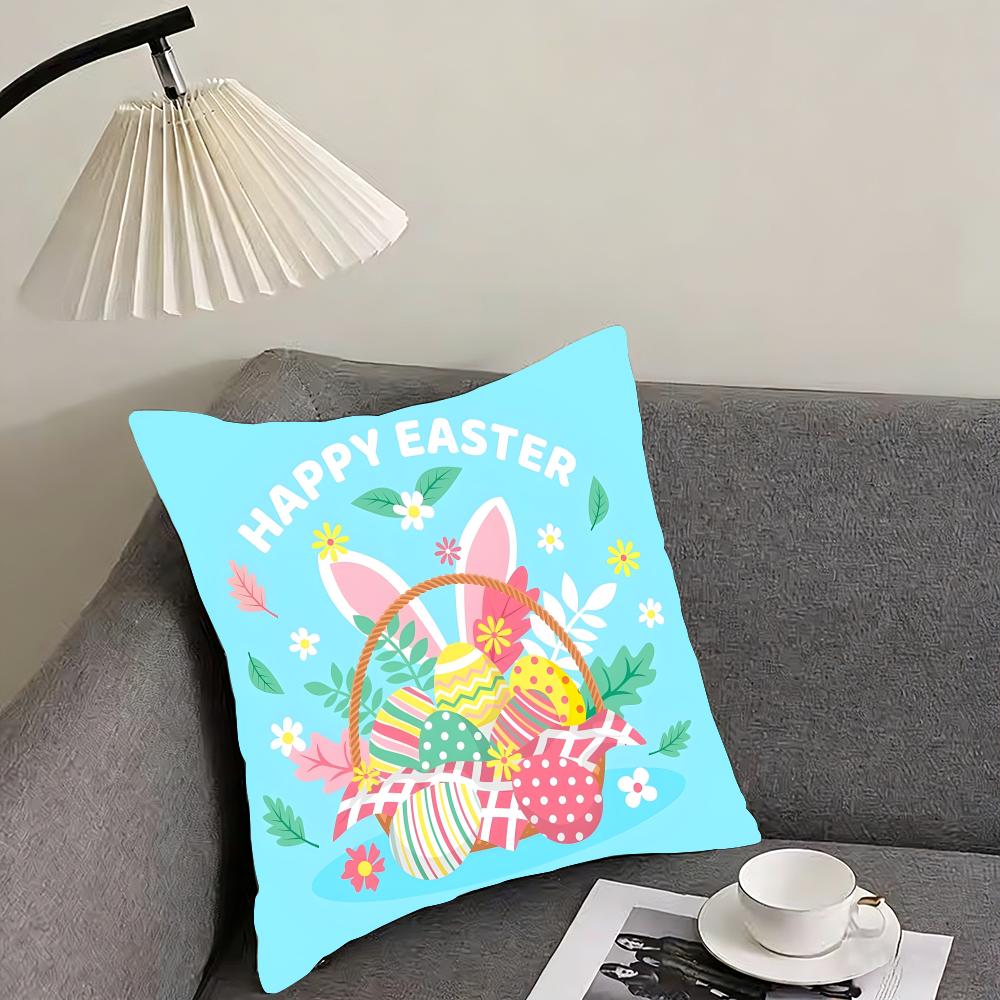 Easter Happy Cushion Cover Pillowcase Ultra Soft Skin Friendly Fabric Cloud Like Comfort & Concealed Zipper