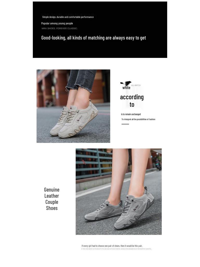 Genuine Leather Plus Size Unisex Outdoor Casual Sneakers for Spring/Summer